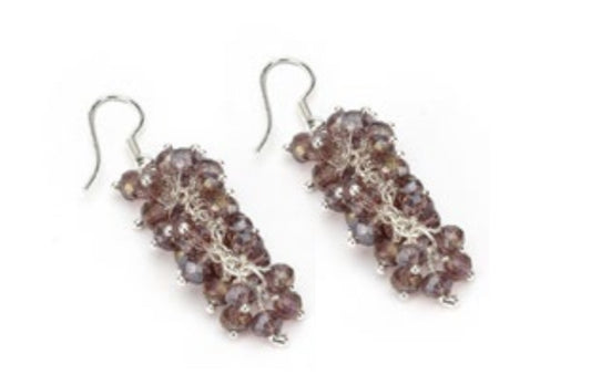 Pendientes cristal color malva