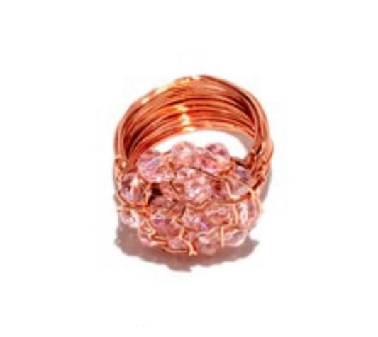 Anillo FIORE  con cristales rosados